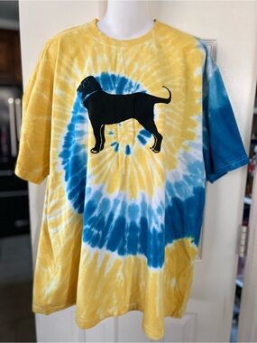 The Black Dog Yellow & Blue Tie-Dye Dog Graphic Tee xl